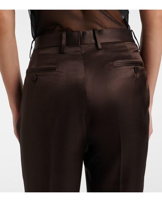 Tom Ford Black Pleated Silk Straight Pants