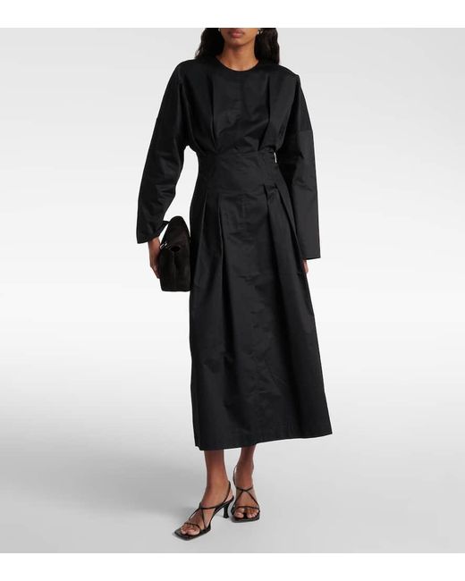 Vestido Midi De Algodon Fruncido Co. de color Black