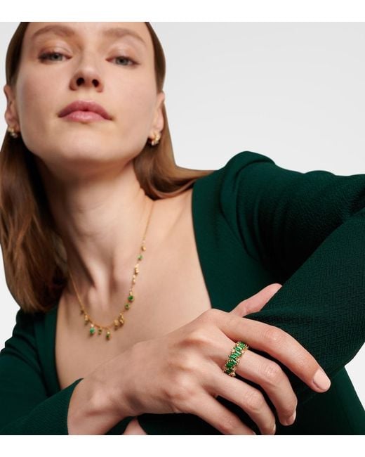 Suzanne Kalan White 18Kt Ring With Emeralds
