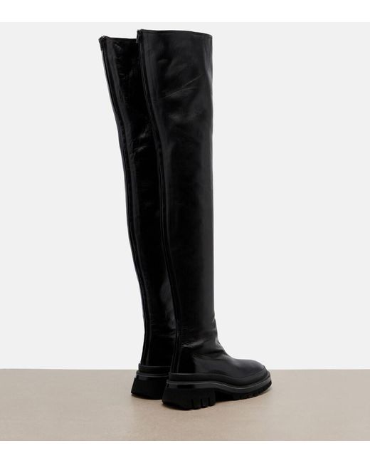 Khaite Black Fallon Leather Over-The-Knee Boots
