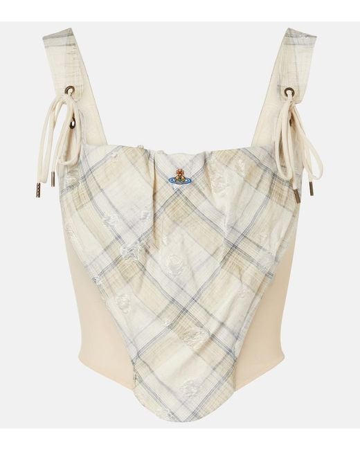 Vivienne Westwood White Puppy Tartan Cotton-Blend Top