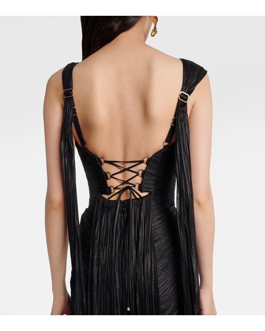 Maria Lucia Hohan Black Anais Open-Back Silk Muslin Gown