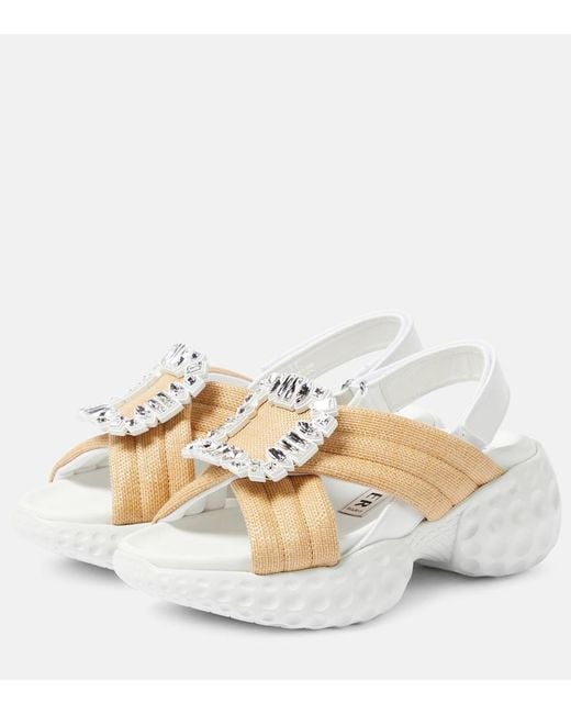 Roger Vivier Metallic Viv' Run Light Strass Buckle Sandals