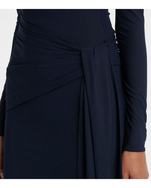 Alex Perry Blue Semi-Sheer Gathered Gown