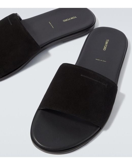 Tom Ford Black Suede Slides for men