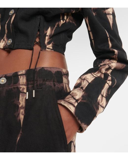 Dion Lee Black Tie-Dye Cropped Denim Jacket
