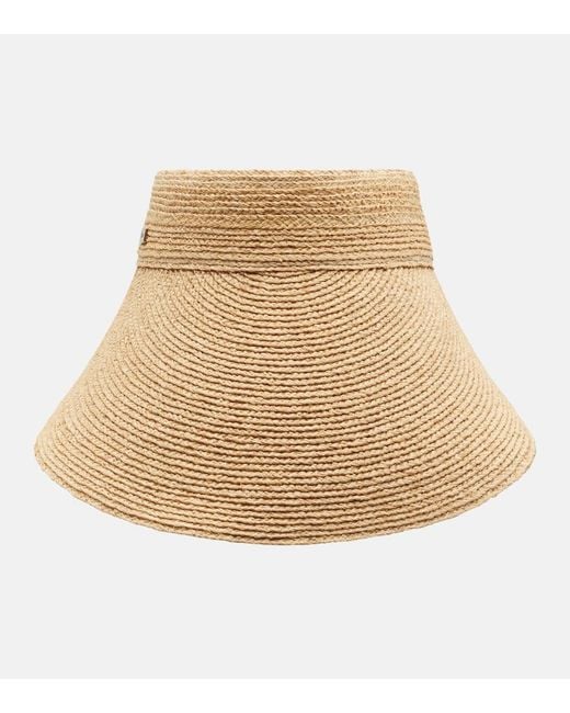 Chloé Natural Silk-Trimmed Raffia Visor