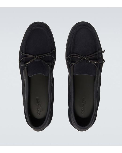 Giorgio Armani Black Suede Loafers for men