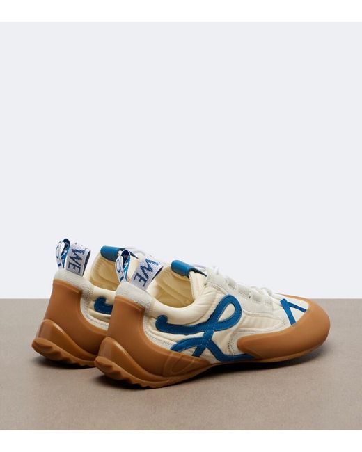 Loewe Blue Grip Anagram Suede-Trimmed Sneakers