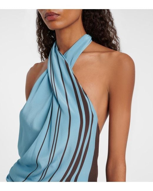Sir Blue Rioja Striped Silk Crepe Maxi Dress