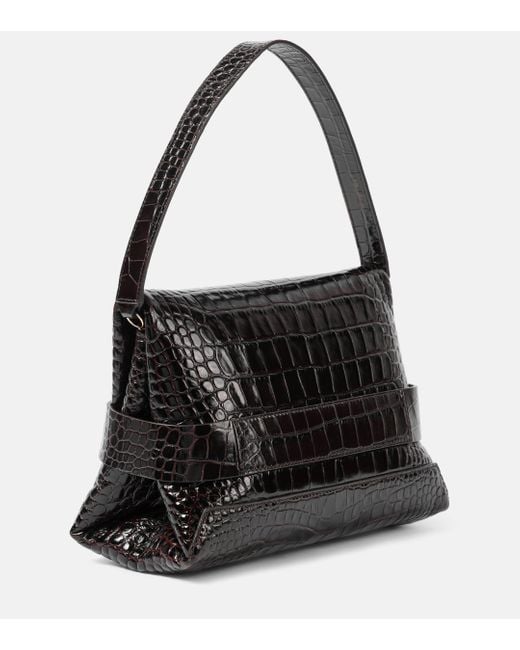 Victoria Beckham Black B Croc-effect Patent Leather Shoulder Bag