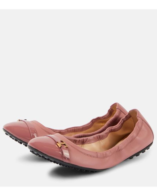 Tod's Pink Dee Leather Ballet Flats