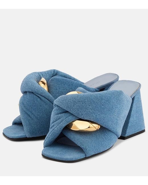 J.W. Anderson Blue Chain And Twist Denim Mules