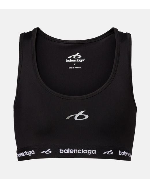 Balenciaga Black Logo Sports Bra