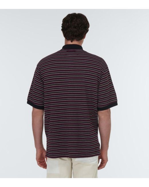 Undercover Red Striped Cotton Polo Shirt for men