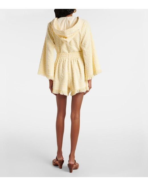 Zimmermann Natural Coco Fringed Jacquard Shorts