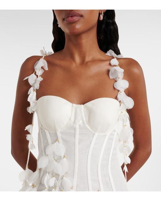 Zimmermann White Dawning Linen And Silk Midi Dress