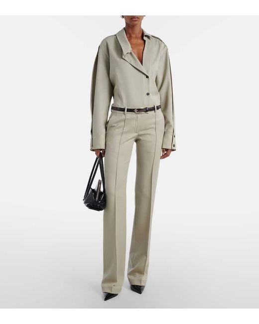 The Attico Natural Low-Rise Wool Straight Pants