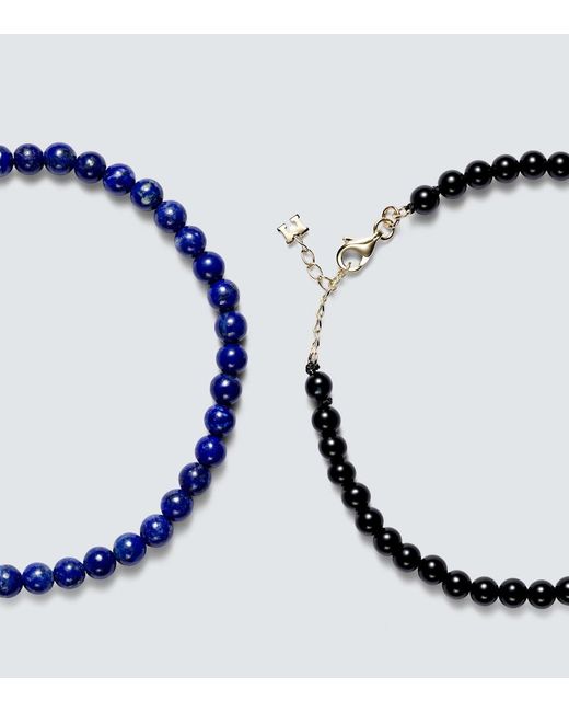 Mateo Blue Set Of 2 14Kt Beaded Bracelets With Lapis Lazuli And Onyx for men