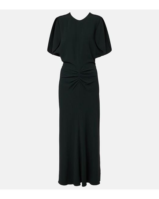 Victoria Beckham Black Gathered Midi Dress