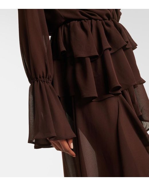 Bananhot Purple Giselle Asymmetric Tiered Maxi Dress