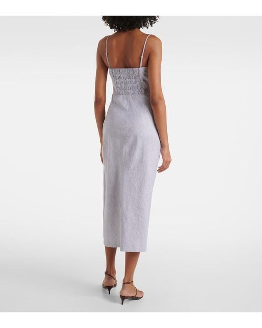 Vince Purple Cotton And Linen Midi Dress