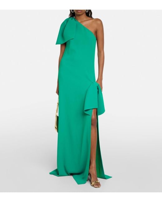 Elie Saab Green Draped One-shoulder Gown