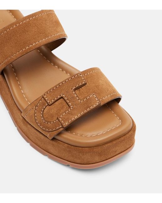 Hogan Brown H703 Suede Platform Sandals