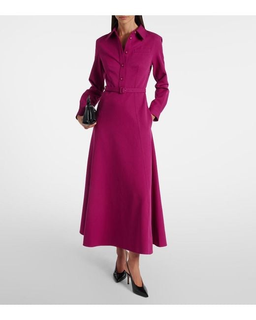 Roland Mouret Purple Belted Crepe Shirt Dress