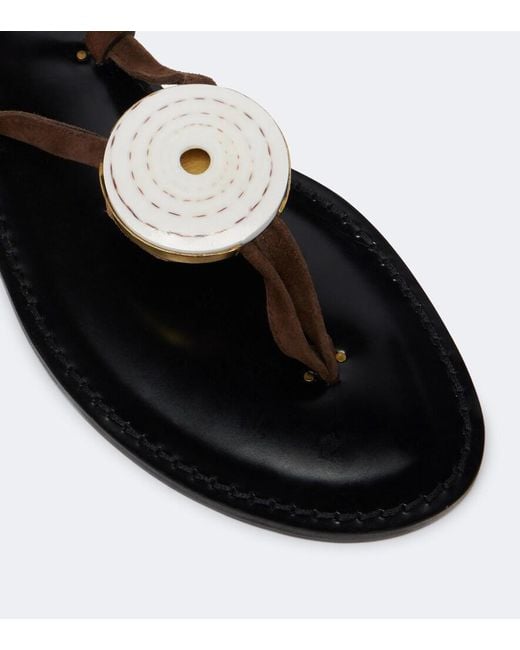 Amanu Brown Vamizi Embellished Suede Thong Sandals