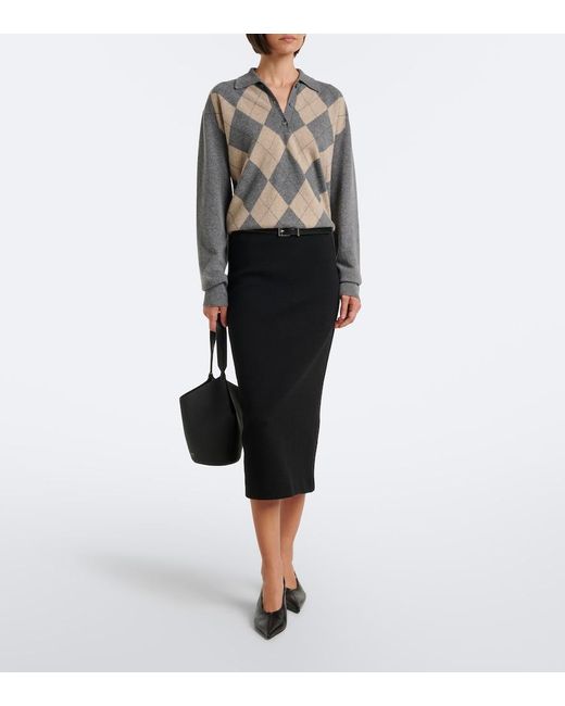 Max Mara Black Wool-Blend Jersey Pencil Skirt