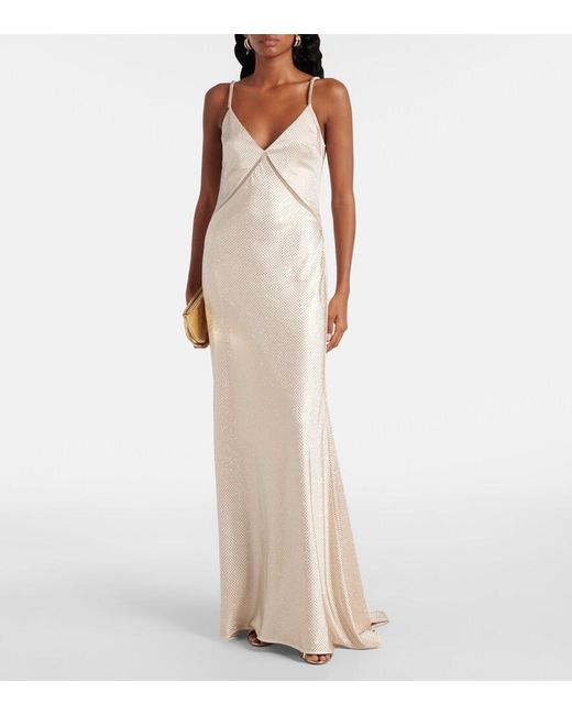 Roland Mouret Natural Embellished Satin Gown