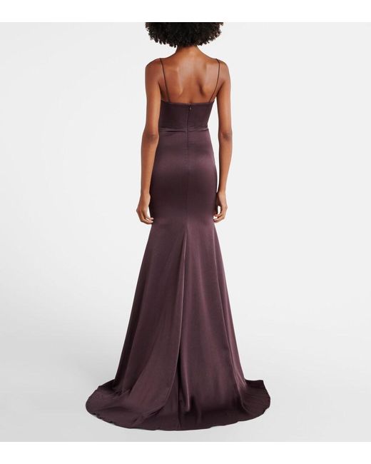Alex Perry Purple Satin Bustier Maxi Gown