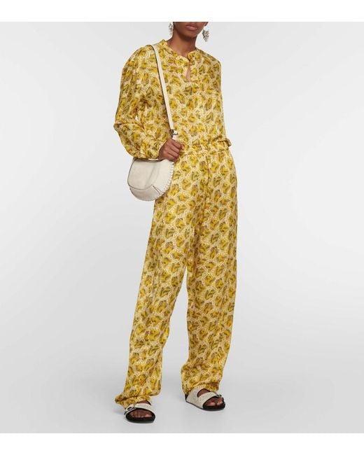 Isabel Marant Yellow Leidy Printed Satin Blouse