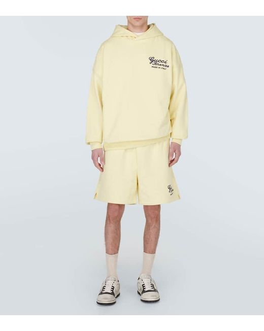 Gucci Yellow Cotton Felt Hoodie for men