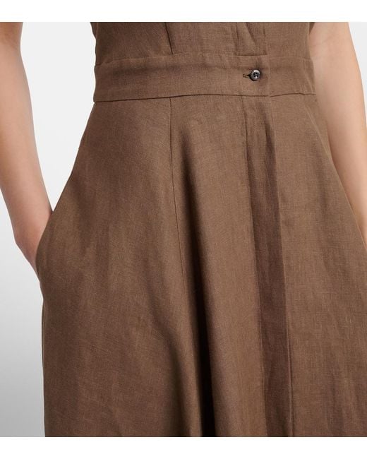 Ralph Lauren Brown Eldred Linen Maxi Dress