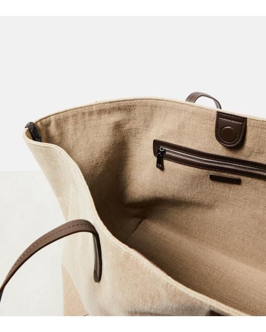 Brunello Cucinelli Natural Large Canvas Tote Bag
