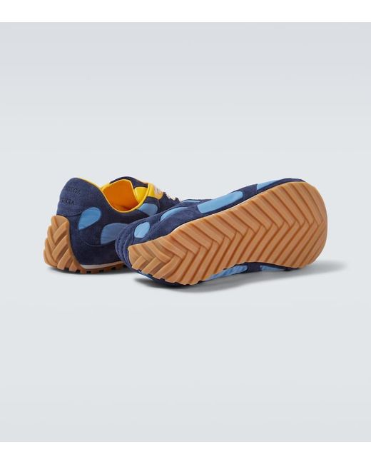 Bottega Veneta Blue Orbit Flash Suede-Trimmed Sneakers for men