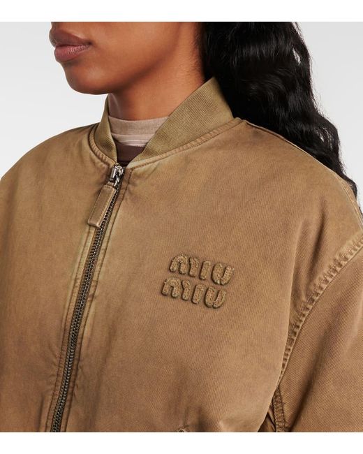 Miu Miu Brown Cotton Gabardine Bomber Jacket
