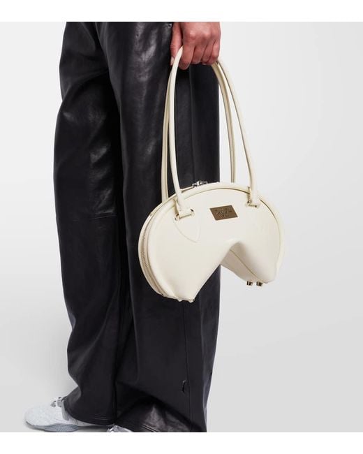 Acne White Bowlina Small Leather Shoulder Bag