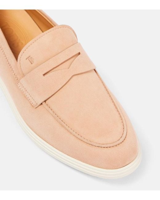 Tod's Natural Gommino Suede Loafers