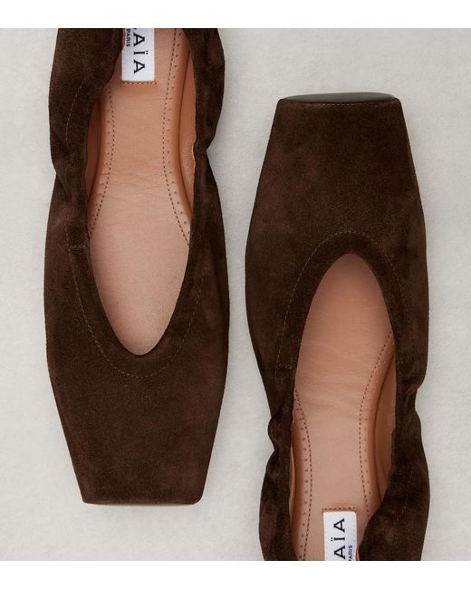Alaïa Brown Suede Ballet Flats