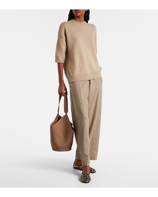 Khaite Brown Lotus Small Leather Tote Bag