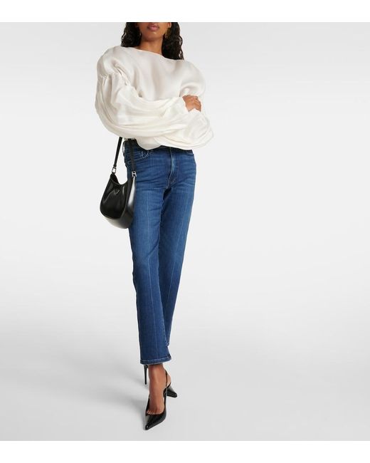 FRAME Blue Le High Straight Mid-Rise Jeans