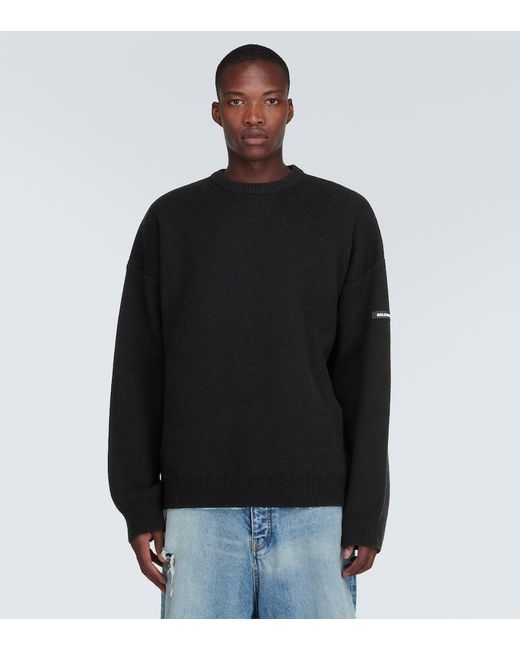 Balenciaga Black Oversized Wool-blend Sweater for men
