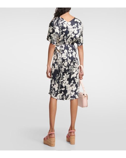 Vince Black V-Neck Floral Belted Minidress