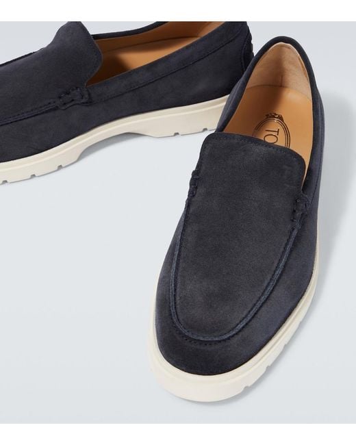 Tod's Blue Suede Leather Loafers for men