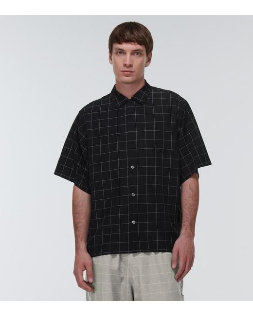 Undercover Black Checked Silk-Blend Shirt for men