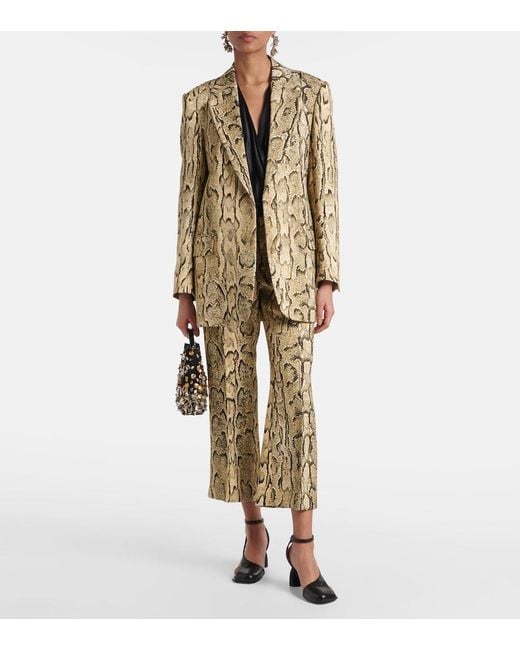 Dries Van Noten Natural Snake-Effect Jacquard Blazer