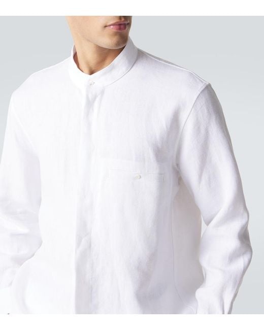 Saman Amel White Linen Overshirt for men